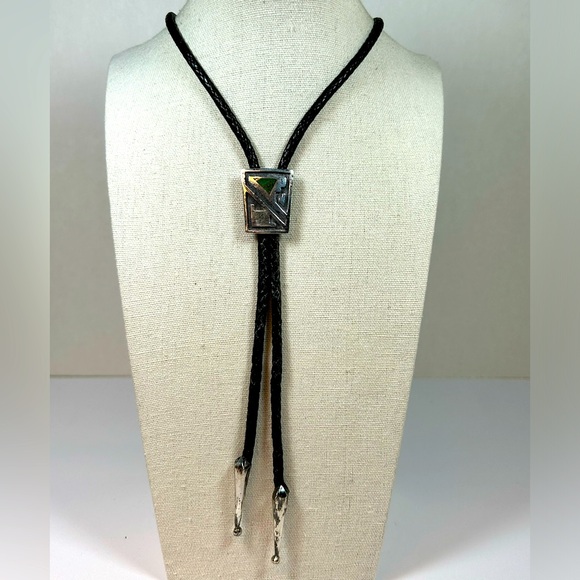 Vintage Sterling Silver Turquoise Native Hopi Bolo Tie Lariat Necklace Unisex - Picture 1 of 6